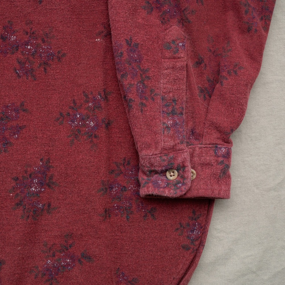 Vintage 90s LL Bean Womens Button Up Floral Print Maroon Long Sleeve Shirt - Picture 3 of 6